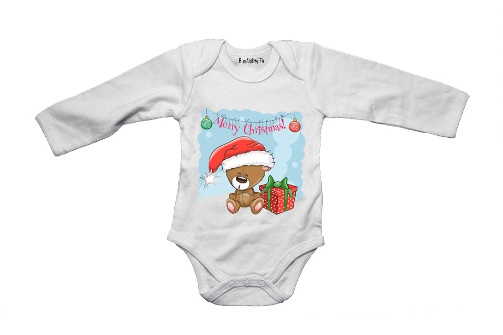 Merry Christmas Teddy - Baby Grow