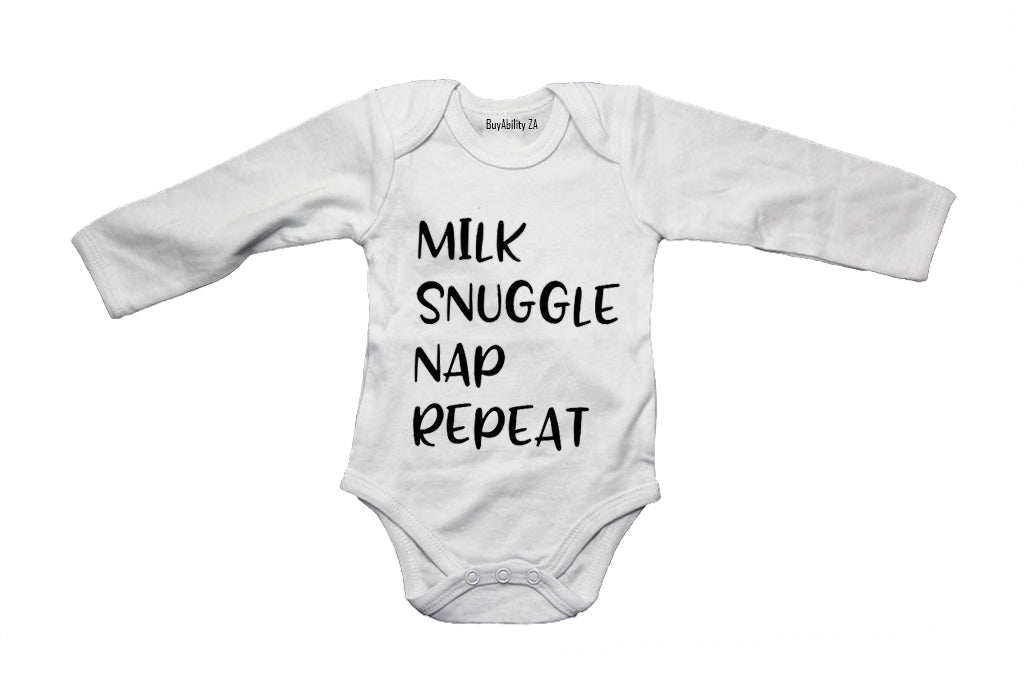 Milk. Snuggle. Nap. Repeat - Baby Grow