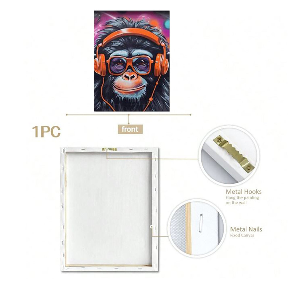 Music Monkey - Framed Canvas Wall Art