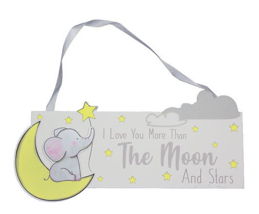 More Than The Moon & Stars - Elephant - Hanging Sign