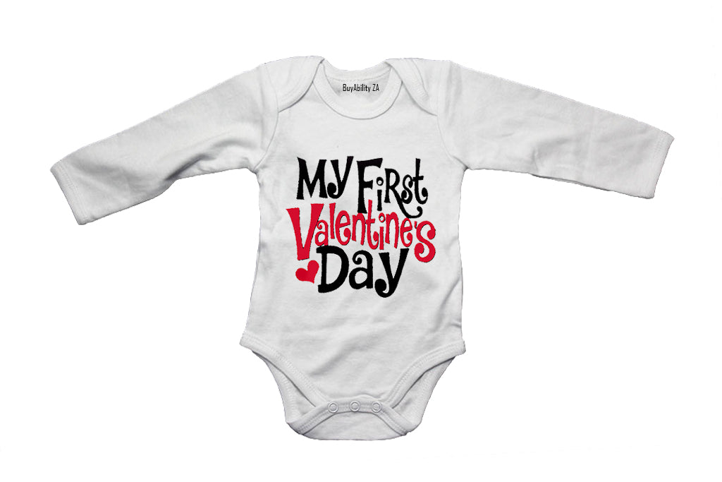 My First Valentine's Day - Bold Font - Baby Grow