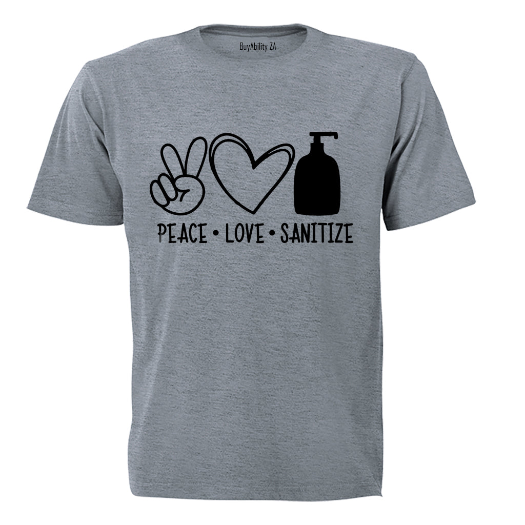 Peace. Love. Sanitize - Kids T-Shirt