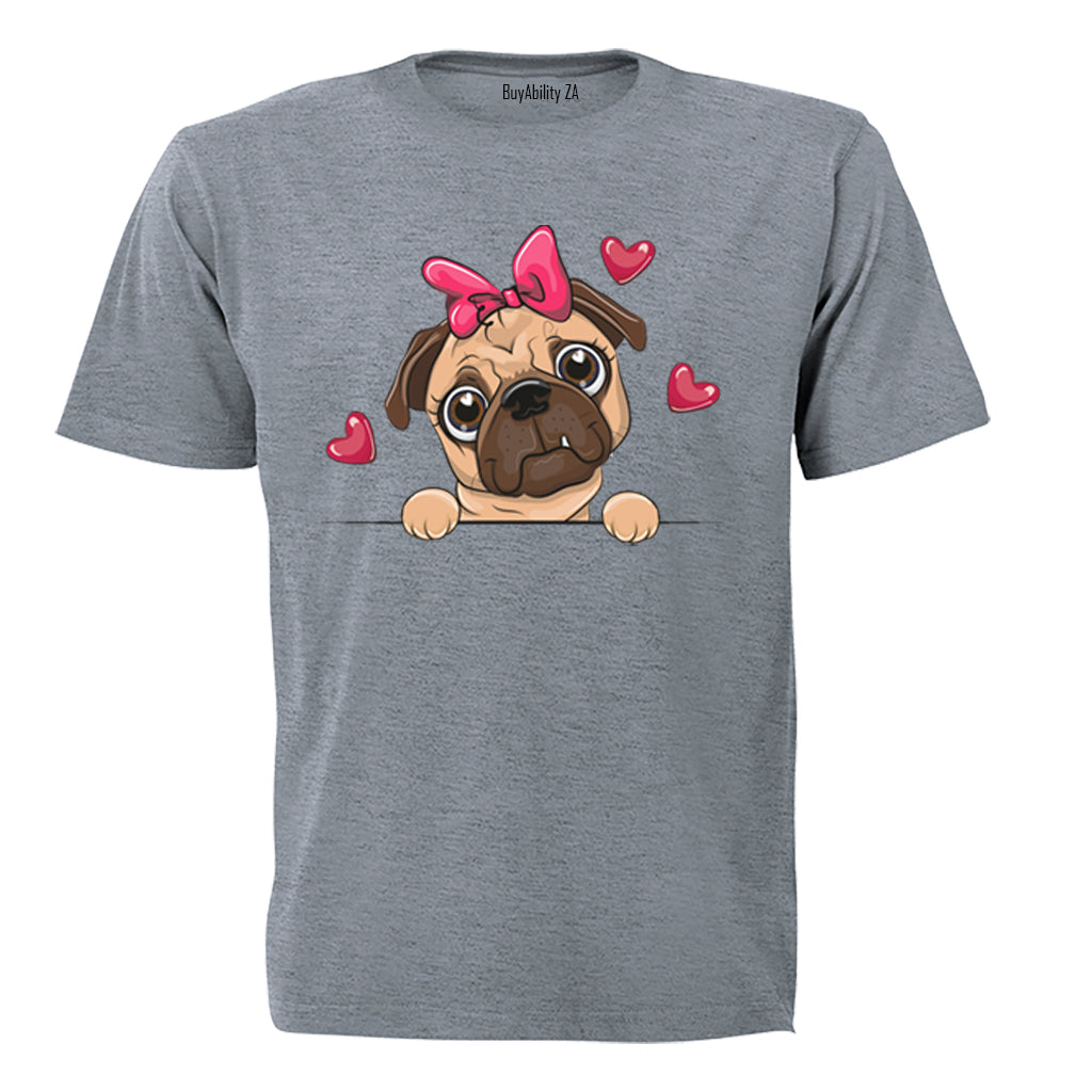 Peeking Love Pug - Kids T-Shirt