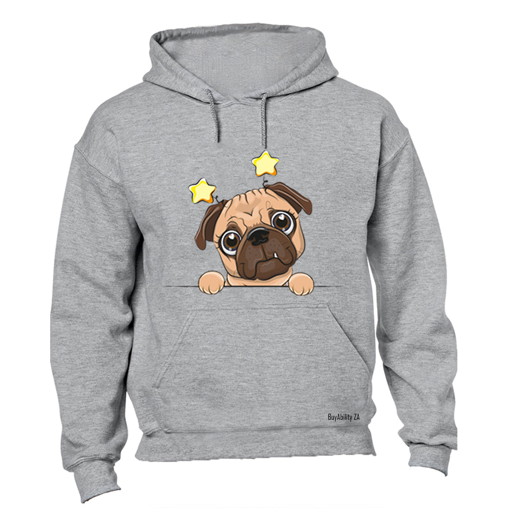 Peeking Pug, Stars - Hoodie