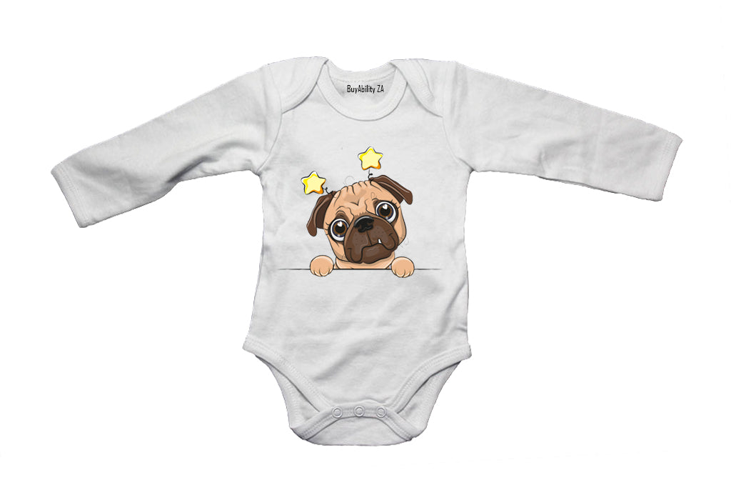 Peeking Pug, Stars - Baby Grow