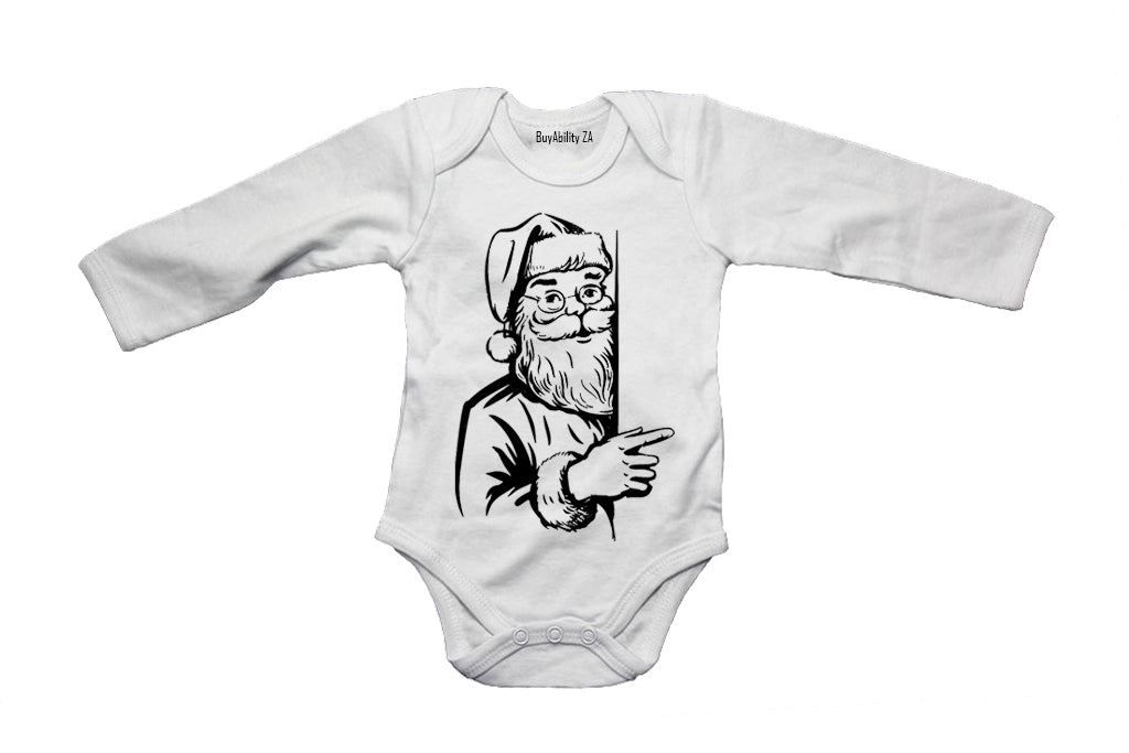 Peeking Santa - Christmas - Baby Grow