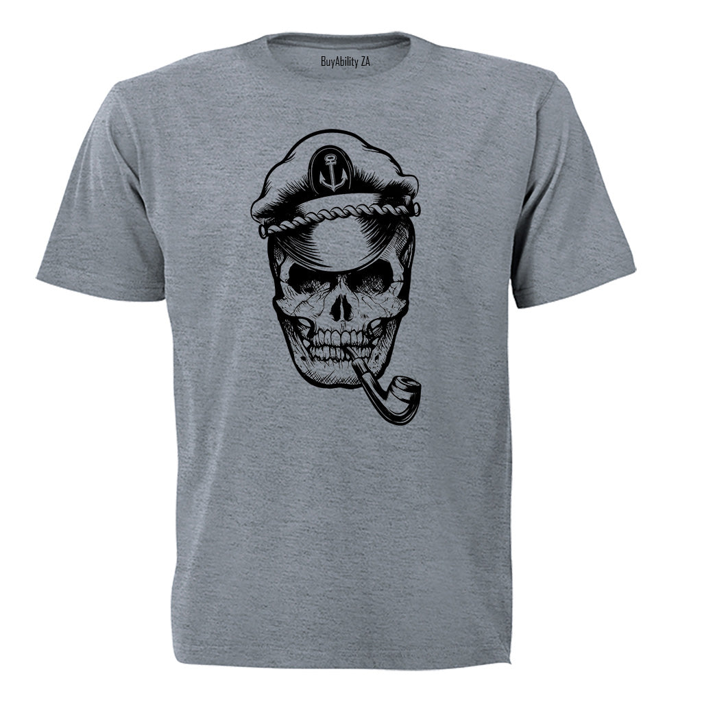 Pipe Skull Captain - Halloween - Adults - T-Shirt