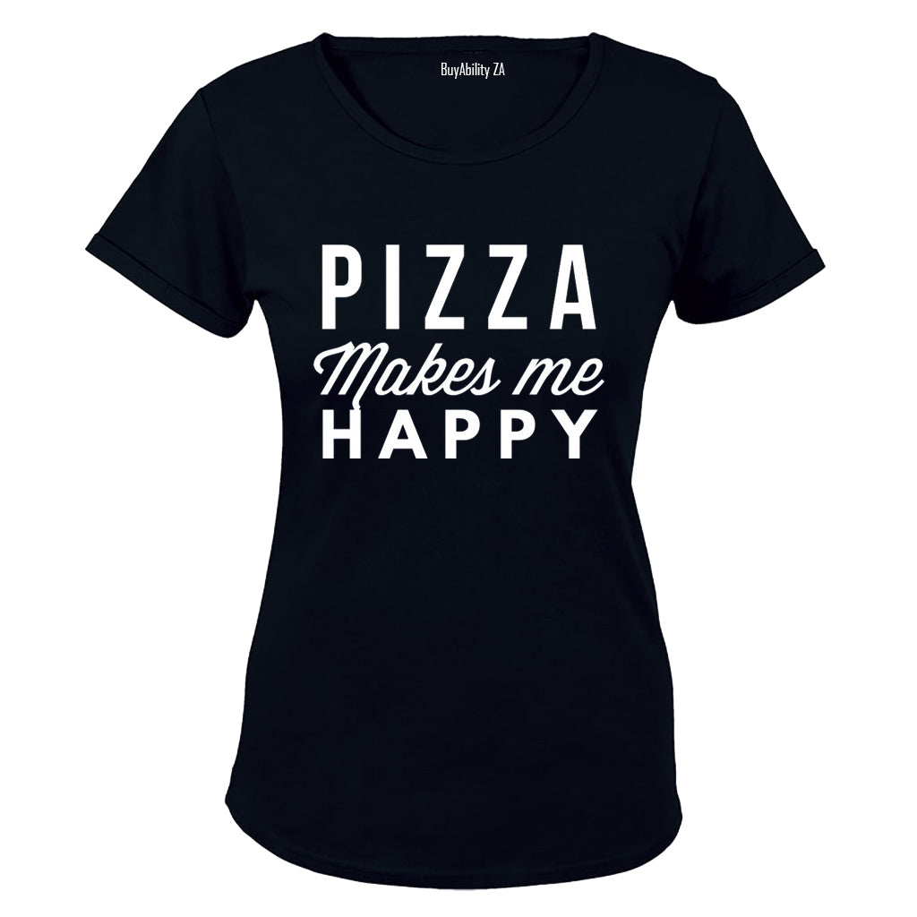 Pizza Makes Me Happy - Ladies - T-Shirt