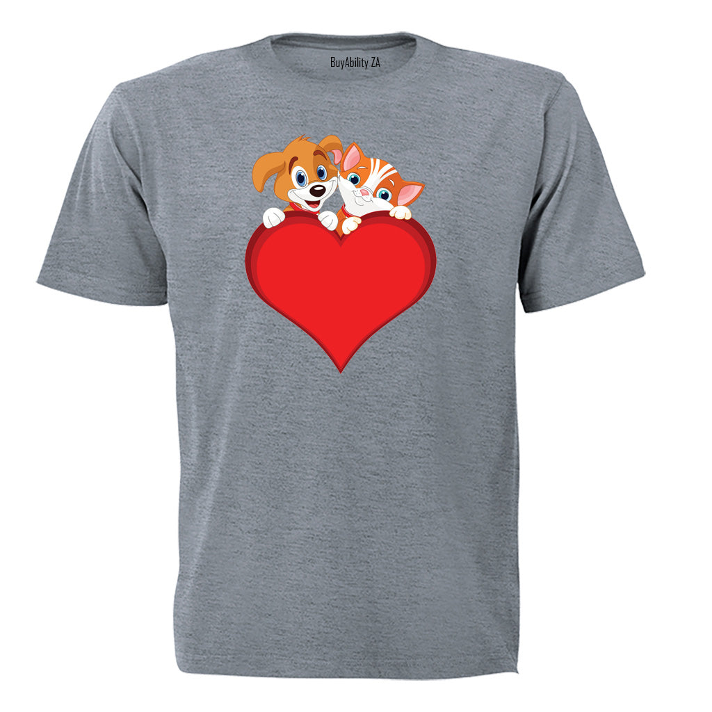 Puppy & Kitten Valentine - Kids T-Shirt