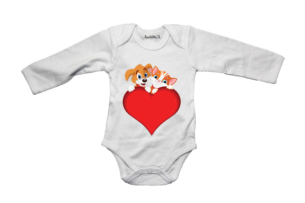 Puppy & Kitten Valentine - Baby Grow