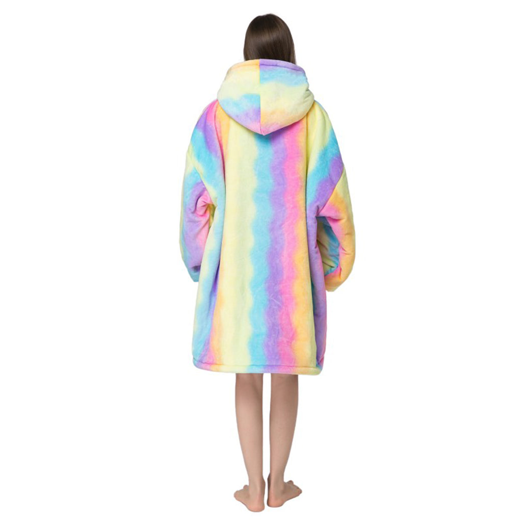 Over-sized Rainbow Fleece Hoodie - One Size