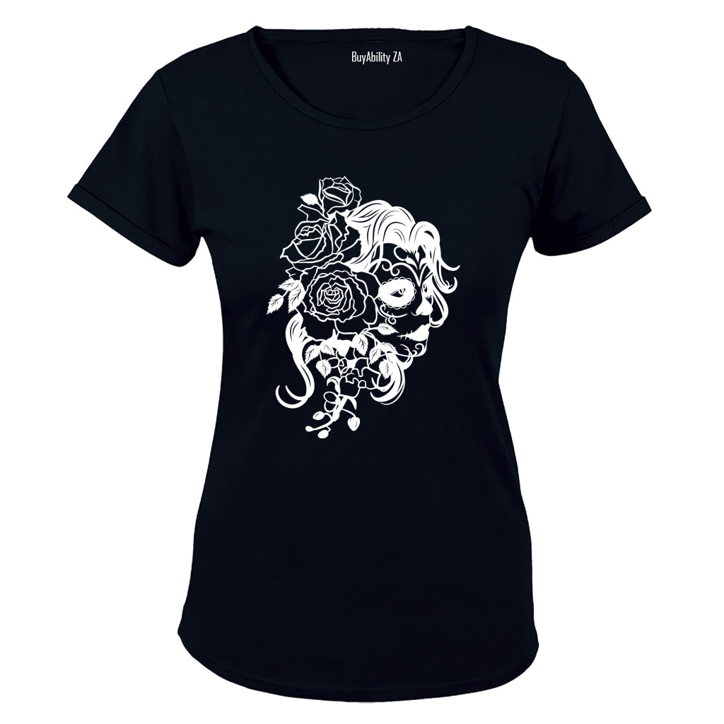 Roses Sugar Skull - Halloween - Ladies - T-Shirt