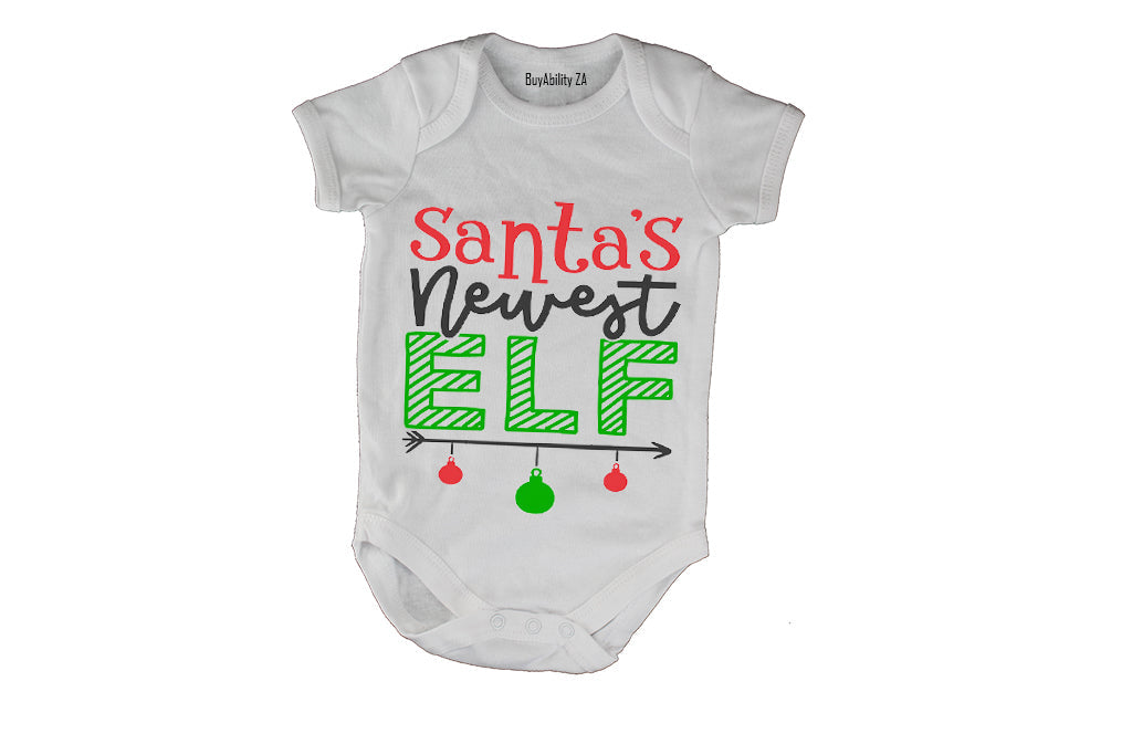 Santas Newest Elf - Christmas - Baby Grow