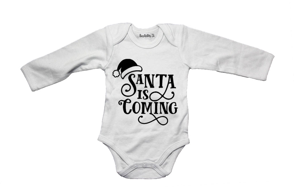 Santa is Coming - Christmas - Baby Grow