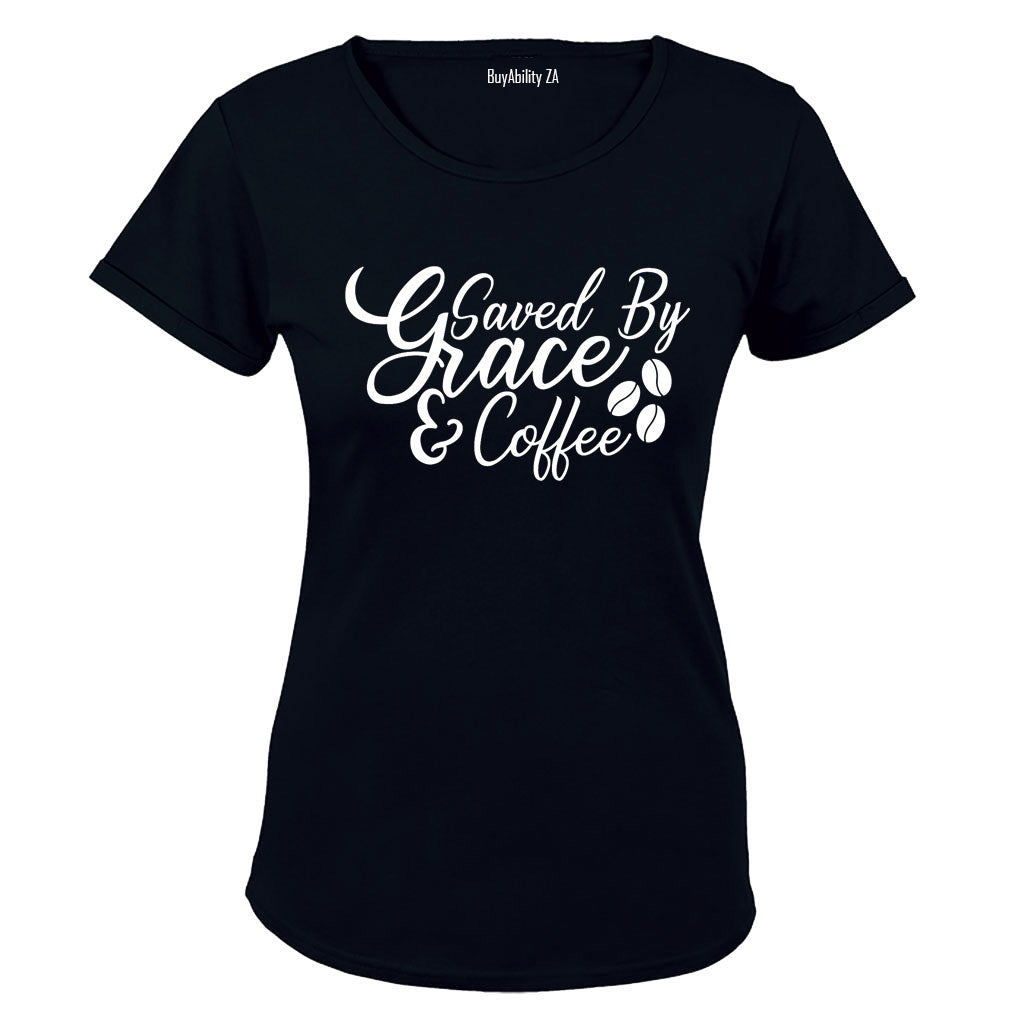 Saved by Grace & Coffee - Ladies - T-Shirt