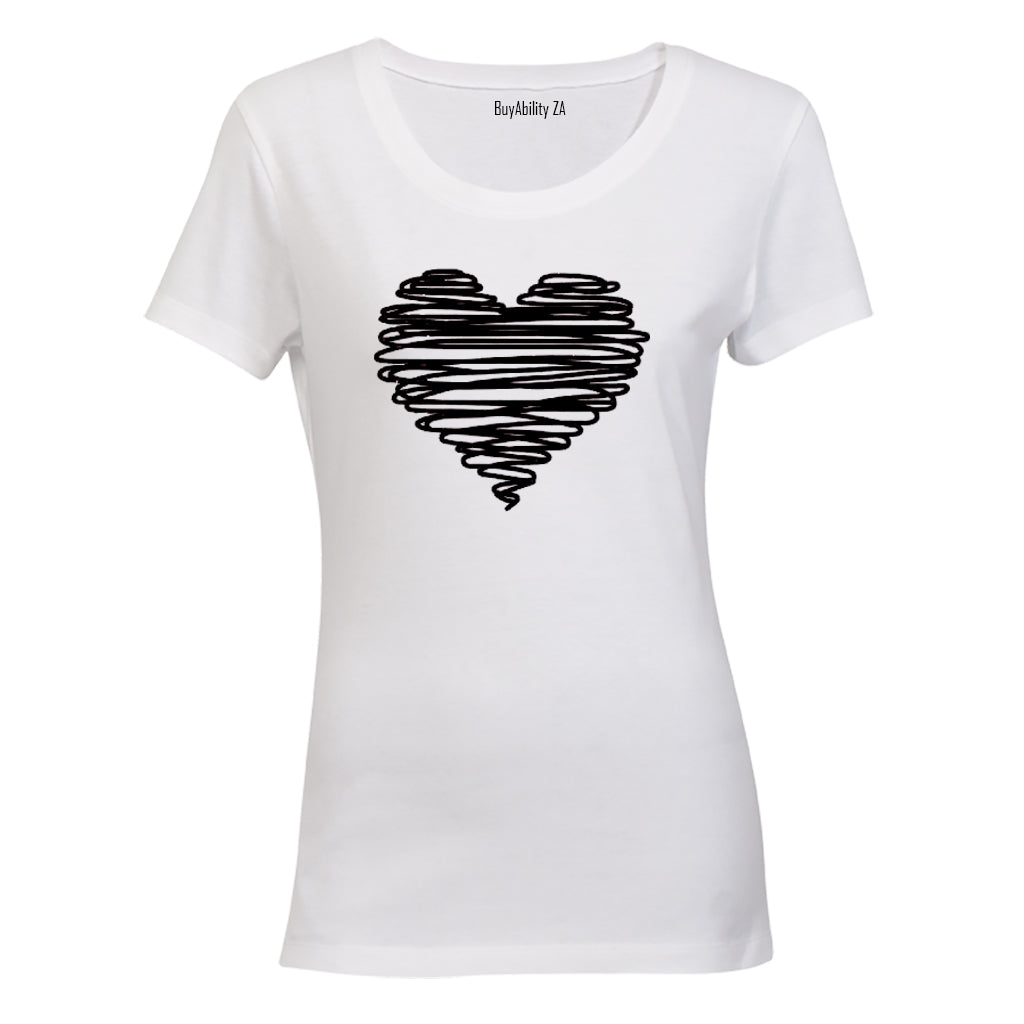 Scribble Heart - Valentine - Ladies - T-Shirt