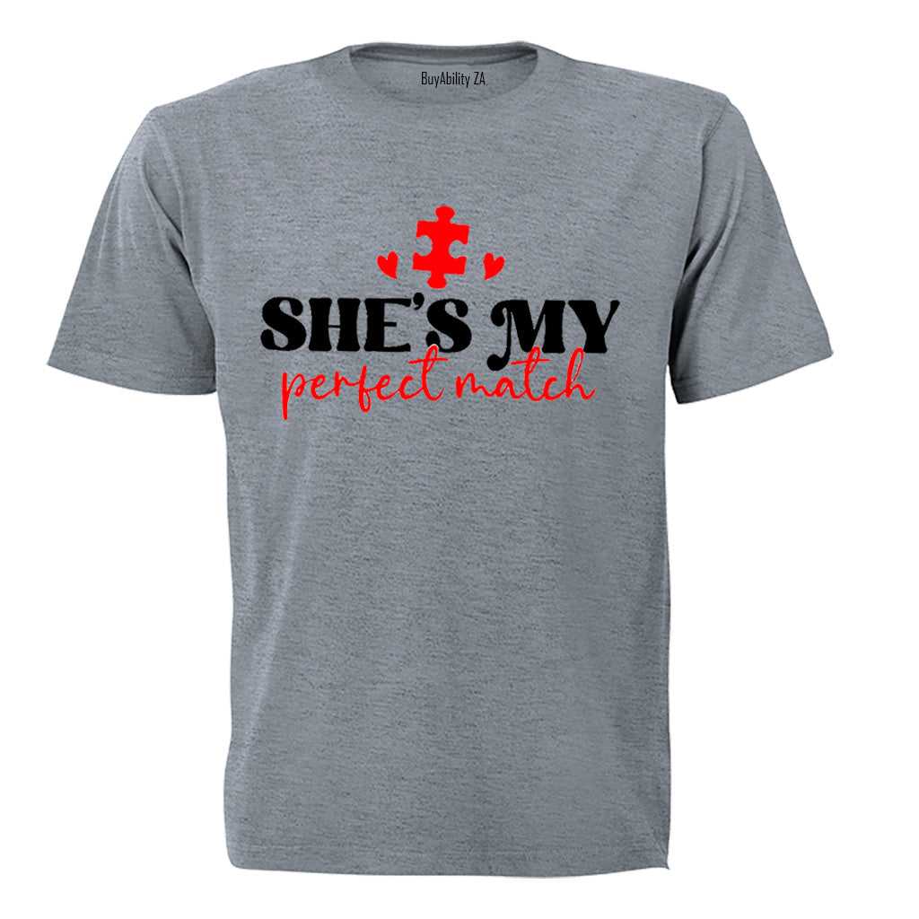 She's My Perfect Match - Valentine - Adults - T-Shirt