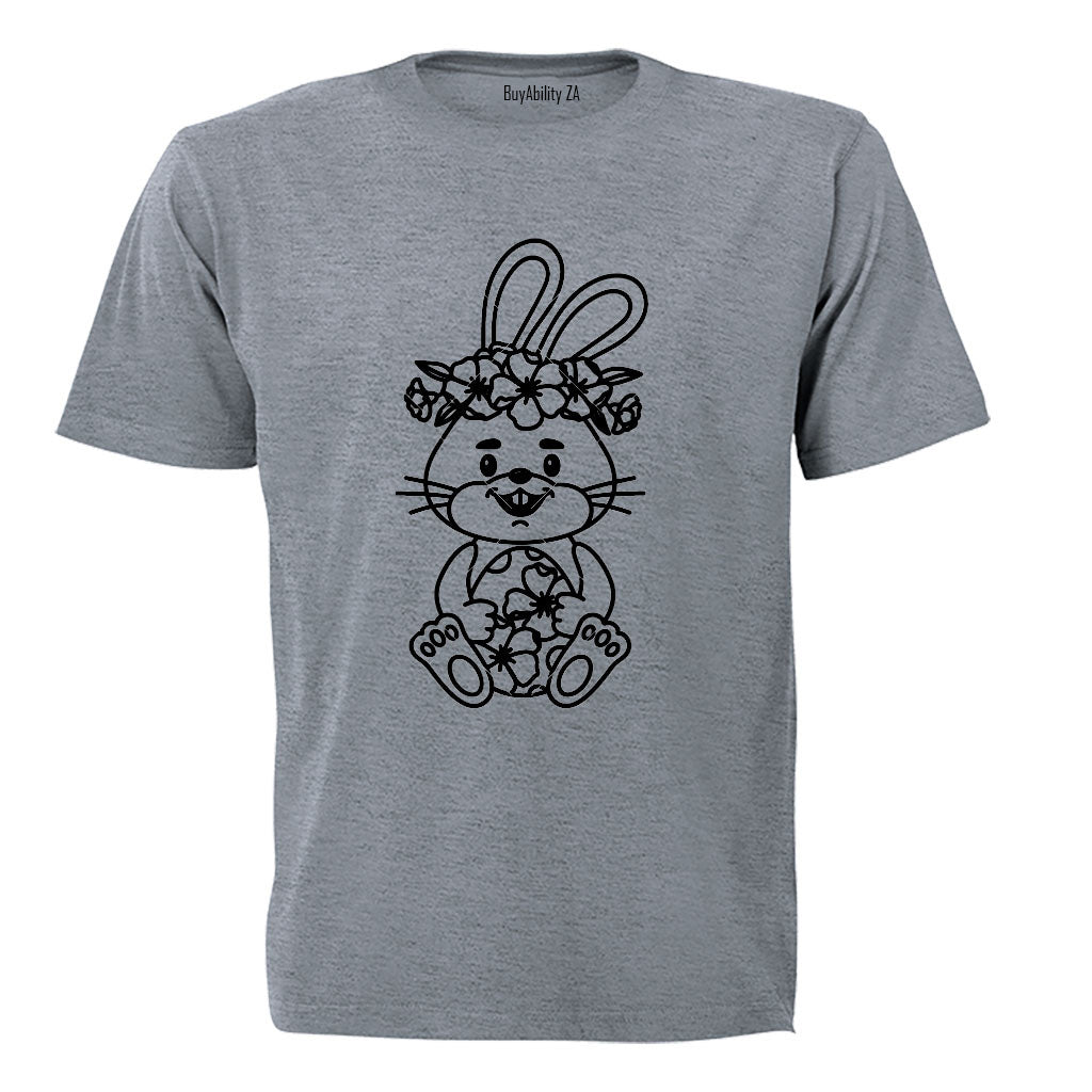 Sitting Floral Easter Bunny - Kids T-Shirt