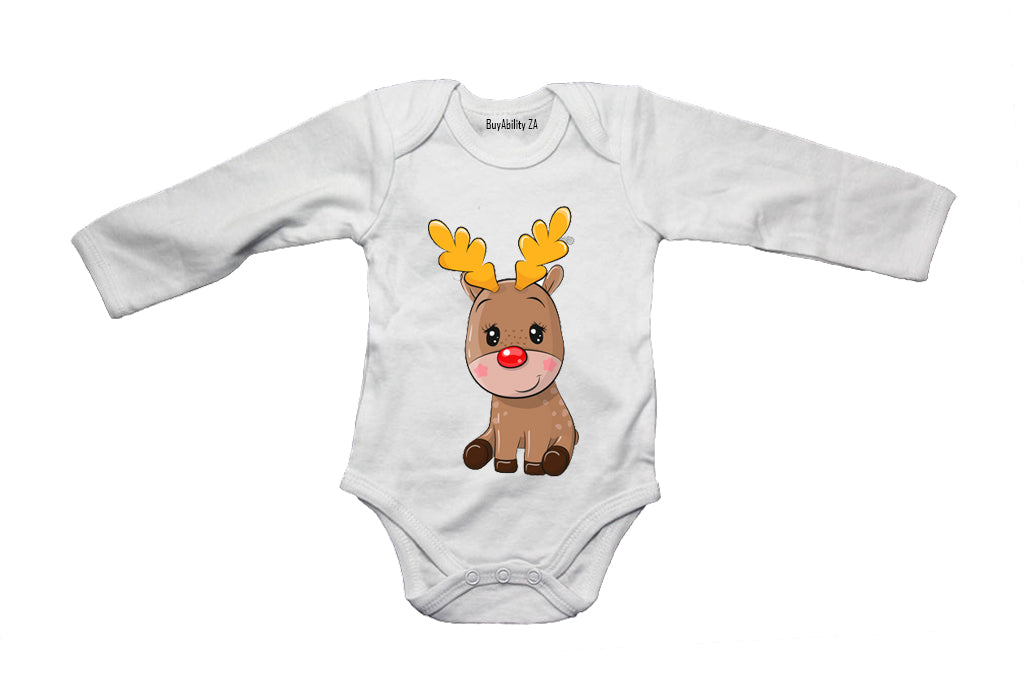 Sitting Christmas Reindeer - Baby Grow