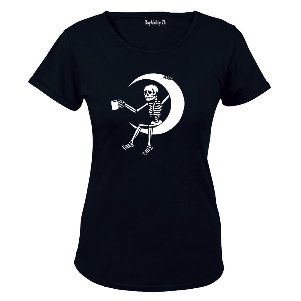 Skeleton On The Moon - Halloween - Ladies - T-Shirt