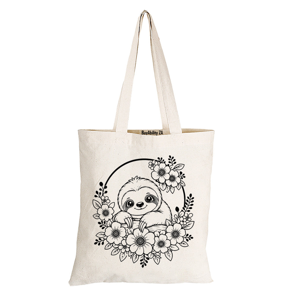 Sloth Wreath - Eco-Cotton Natural Fibre Bag - BuyAbility South Africa