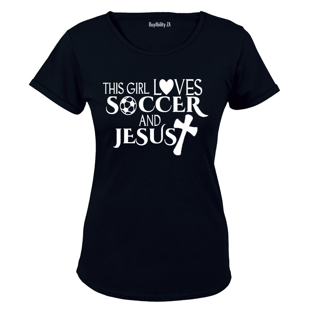 This Girl Loves Soccer & Jesus - Ladies - T-Shirt