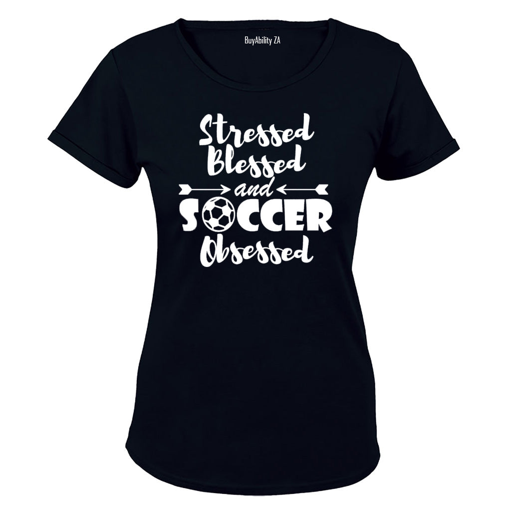 Stressed - Blessed & Soccer Obsessed - Ladies - T-Shirt