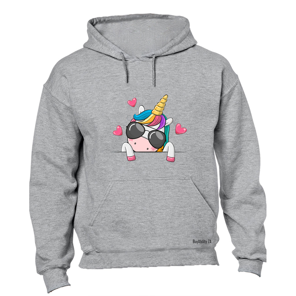 Sunglasses Peeking Unicorn - Hoodie
