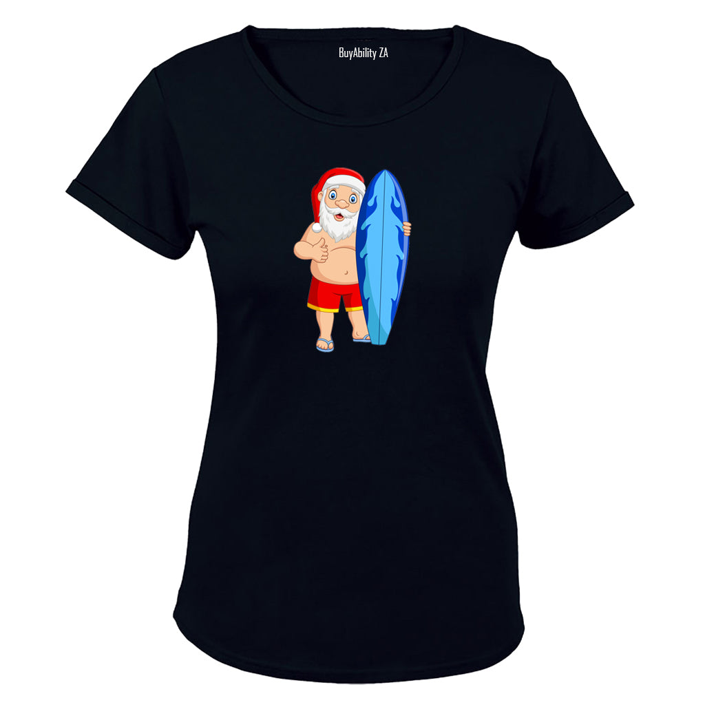 Surfer Santa - Christmas - Ladies - T-Shirt