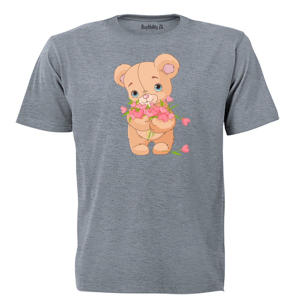 Valentine Flowers Teddy - Kids T-Shirt