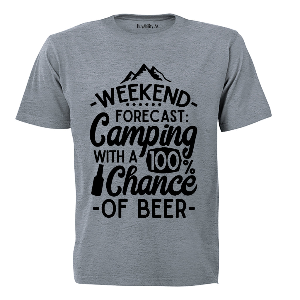 Weekend Forecast - Camping & Beer - Adults - T-Shirt