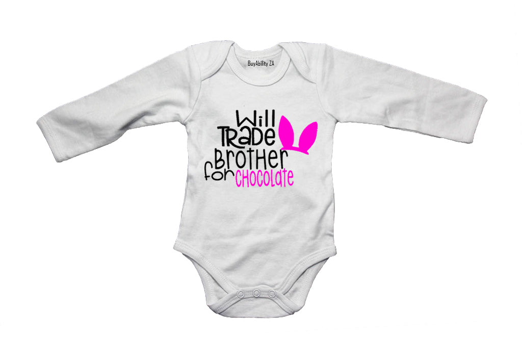 Will Trade Brother for Chocolate - Pink - Baby Grow
