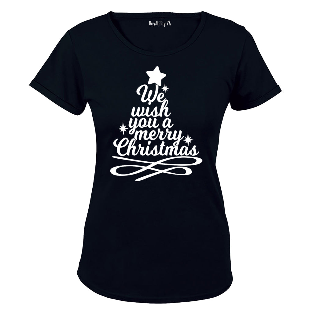 Merry Christmas Tree Design - Ladies - T-Shirt