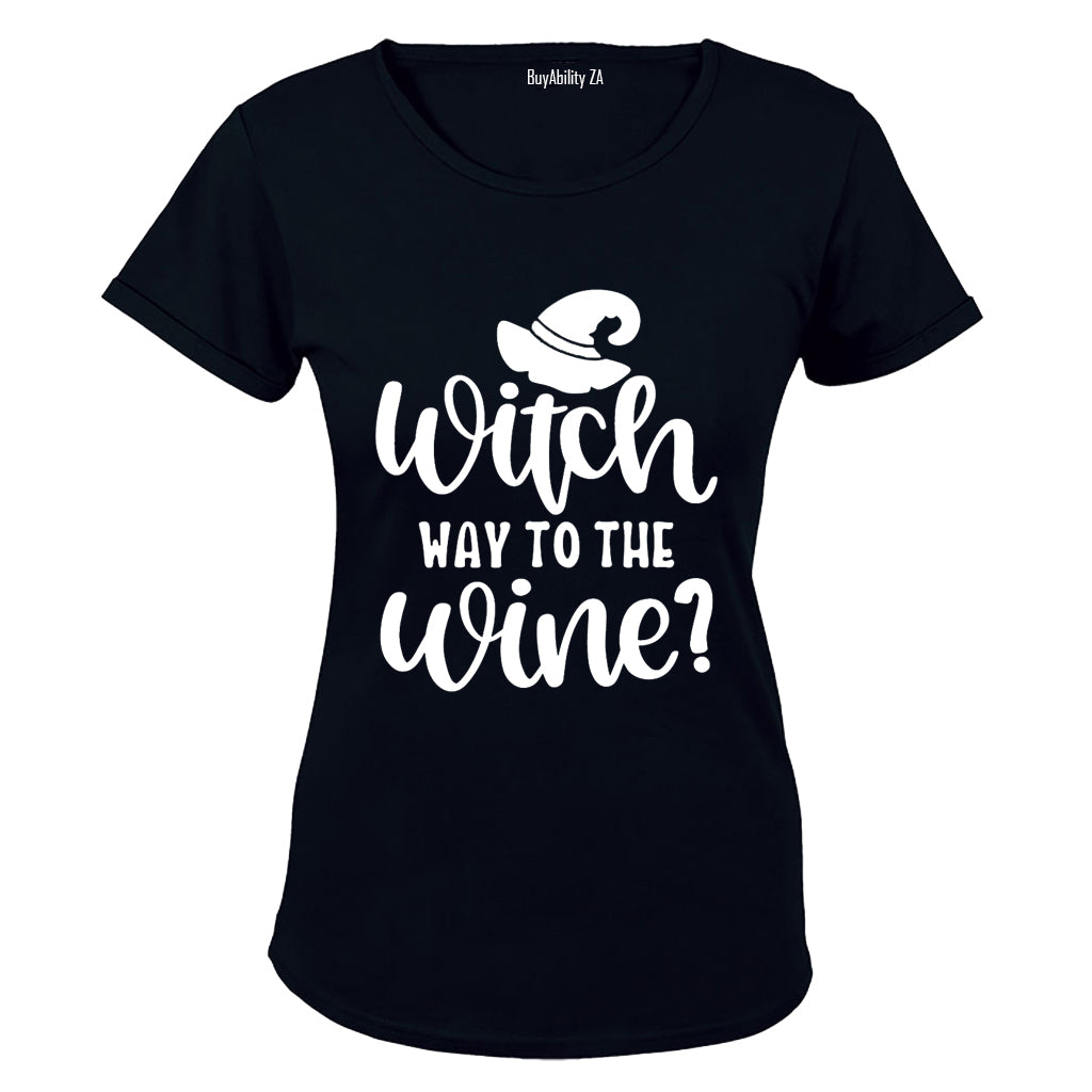 Witch Way to the Wine - Halloween - Ladies - T-Shirt