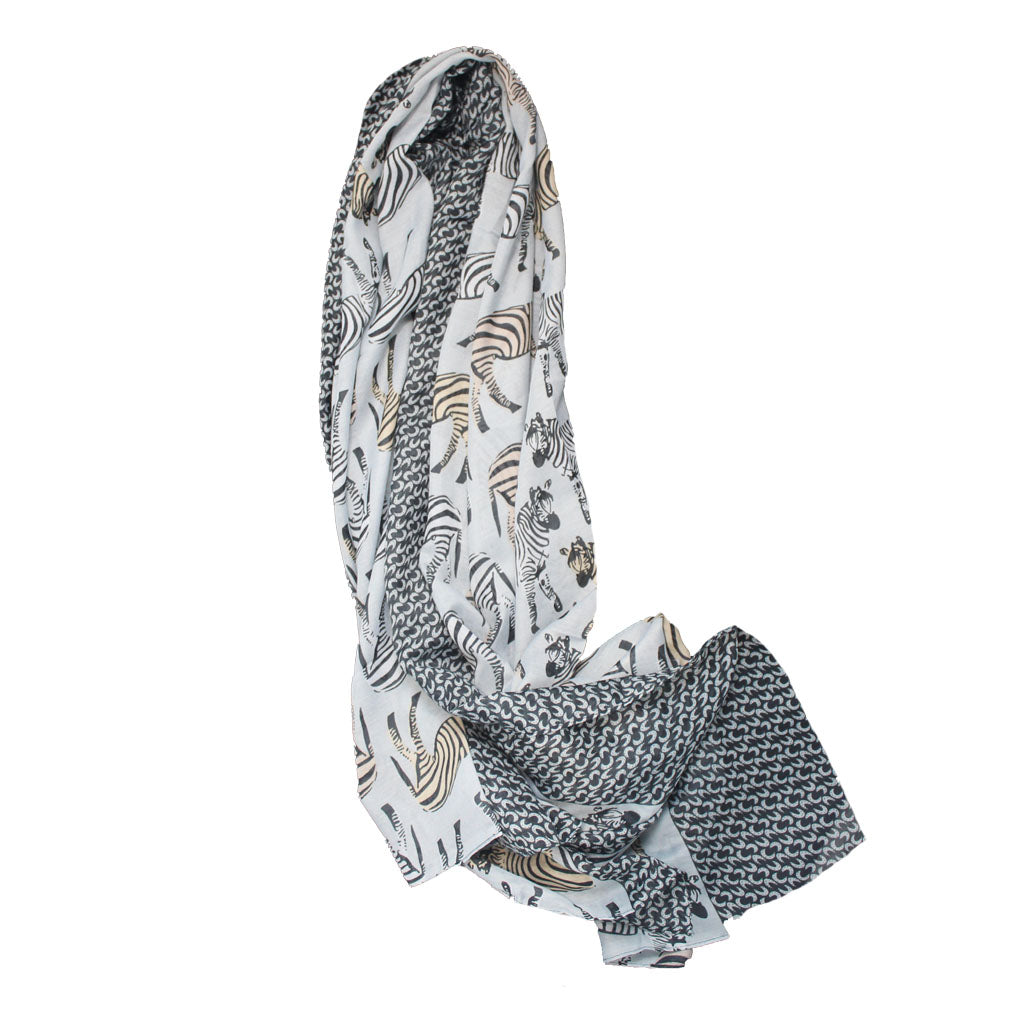 Light Blue Zebra Print Scarf