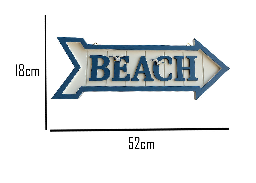 Large Wooden Beach Arrow Sign - Nautical Wall Decor