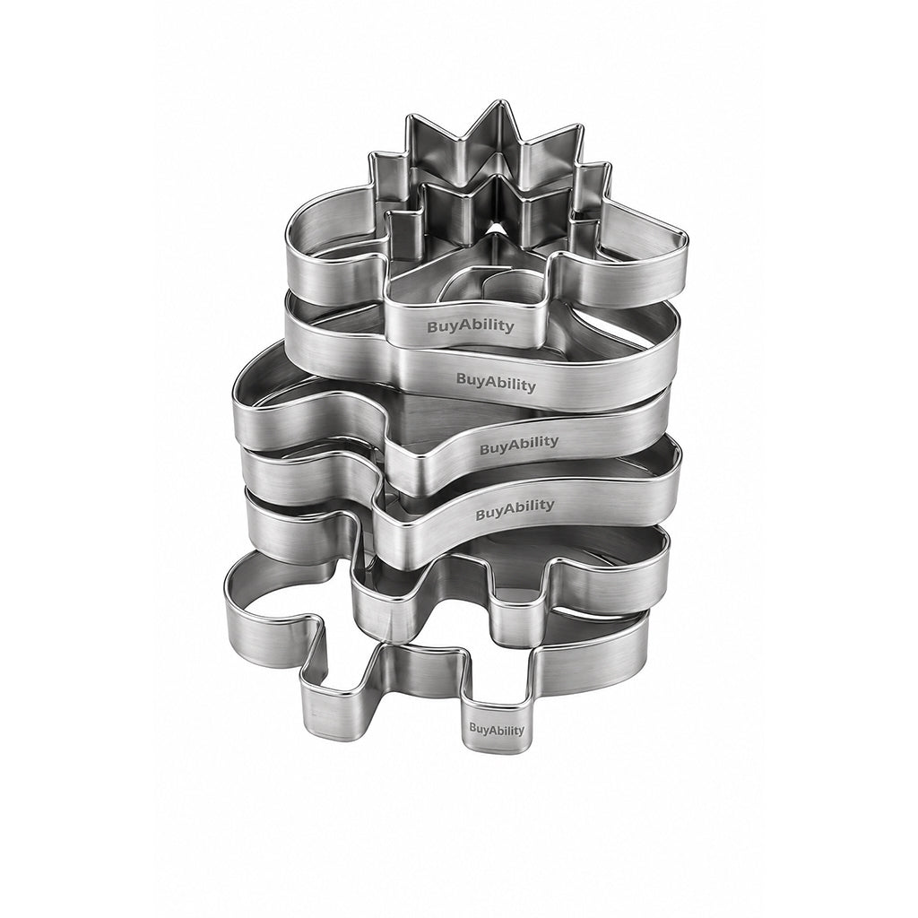 6-Piece Stainless Steel Dinosaur Cookie Cutter Set