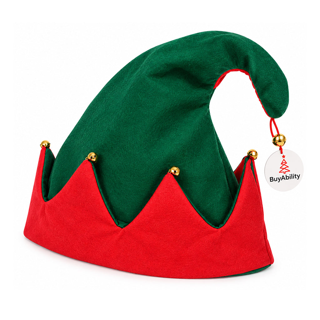 Christmas Red & Green Elf Hat with Bells