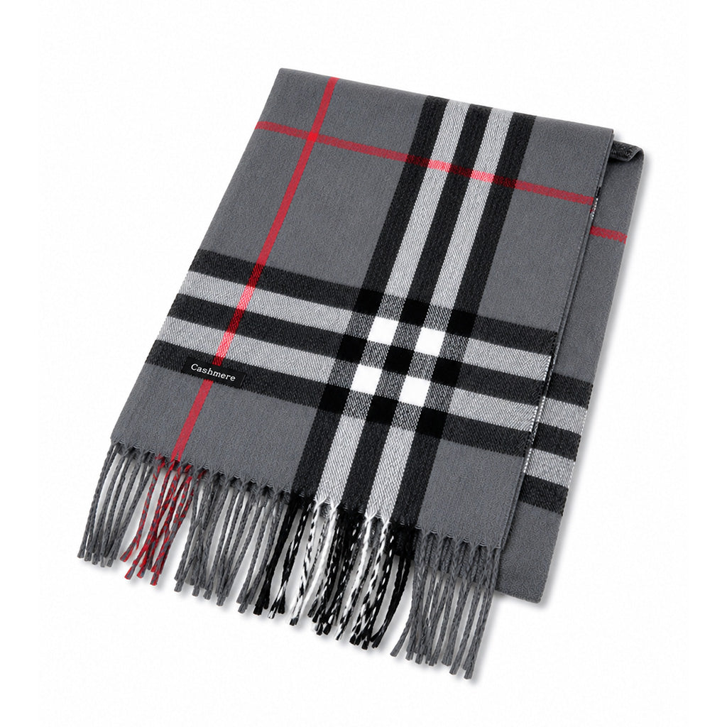 Grey Plaid Cashmere Scarf - BuyAbility