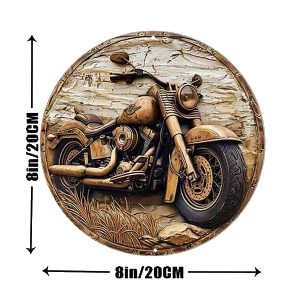 Round Motorbike Wooden Sign - 20cm