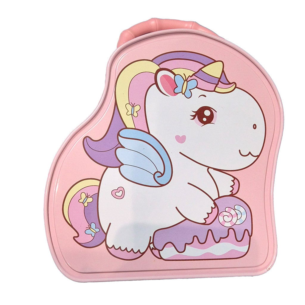 Peach Pink Unicorn Metal Coin Bank