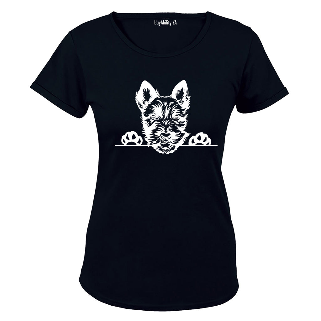 Scottish Terrier - Peeking Dog - Ladies - T-Shirt