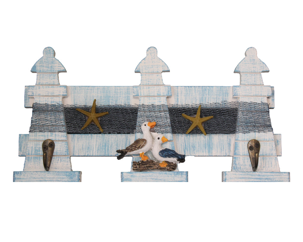 Nautical Wooden Key Hook Display - Seagull