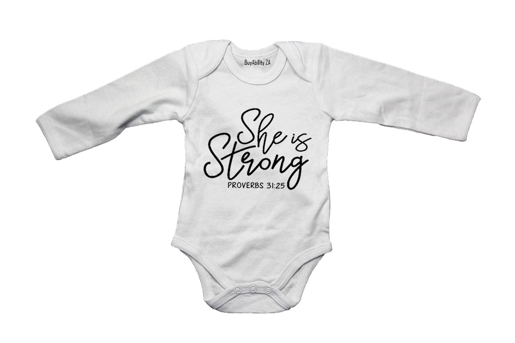 She is Strong - Proverbs - Baby Grow