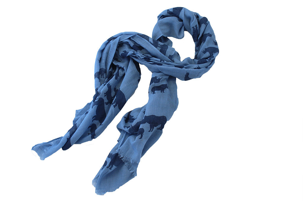 Scarf Print - Rhino - Blue - BuyAbility South Africa