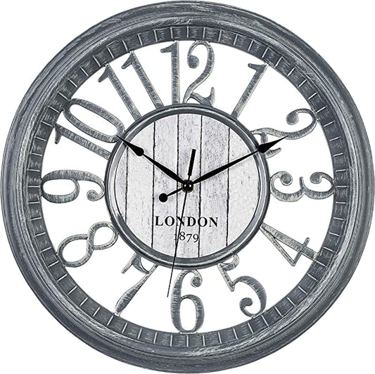 Large Grey Wall Clock - London 1879