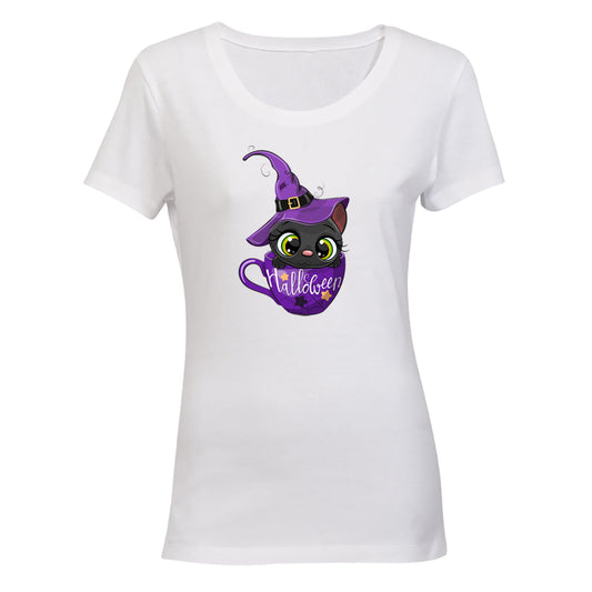 Kitten In A Cup - Halloween - Ladies - T-Shirt - BuyAbility South Africa