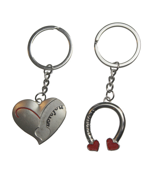 His and Hers Horse Shoe Heart Keyrings