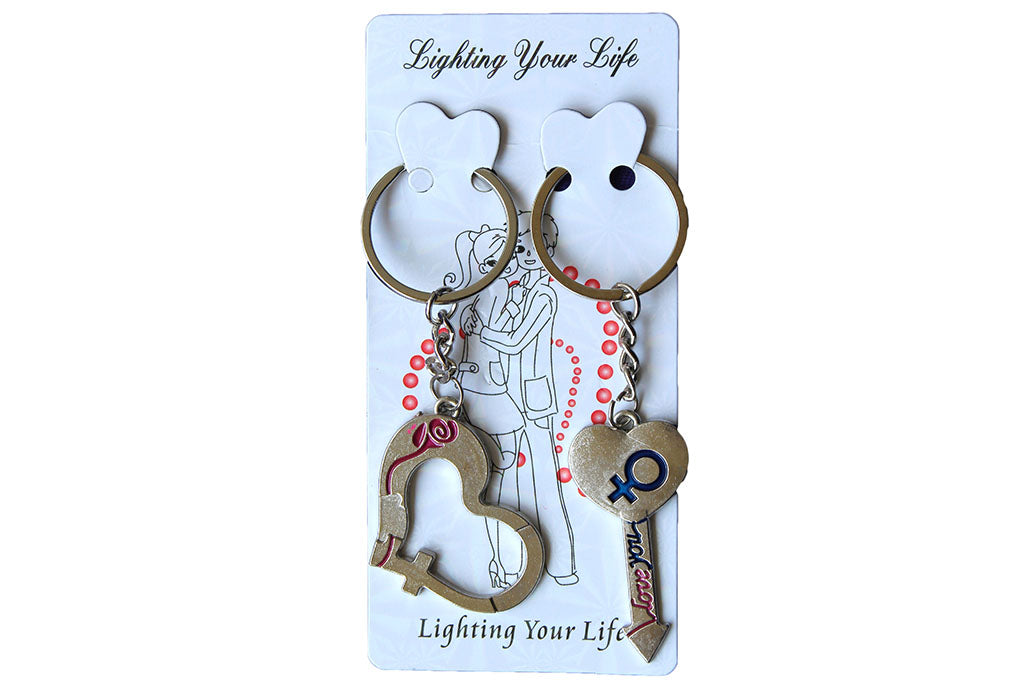 His and Hers Matching Keyrings, with Heart and Arrow - BuyAbility