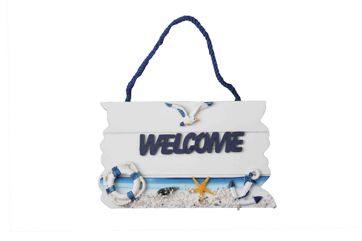 Life Saver and Anchor Welcome Wooden Sign - BuyAbility